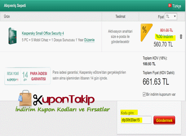 Kaspersky Small Office Security %10 indirim Kaspersky Small Office Security kupon uygulama KuponTakip Eylül