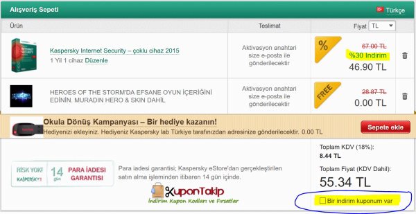 Kaspersky Internet Security 10% Kupon Kaspersky kupon uygulama KuponTakip Eylül